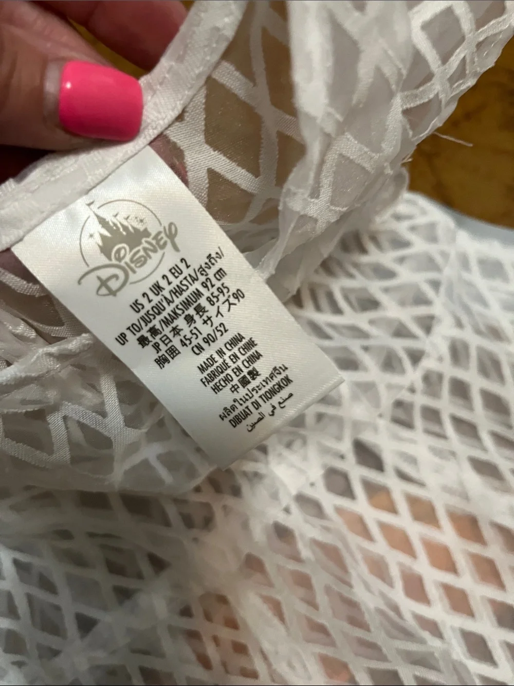 Disney White Mesh Diamond Overlay Dress Sz 2T  NWT